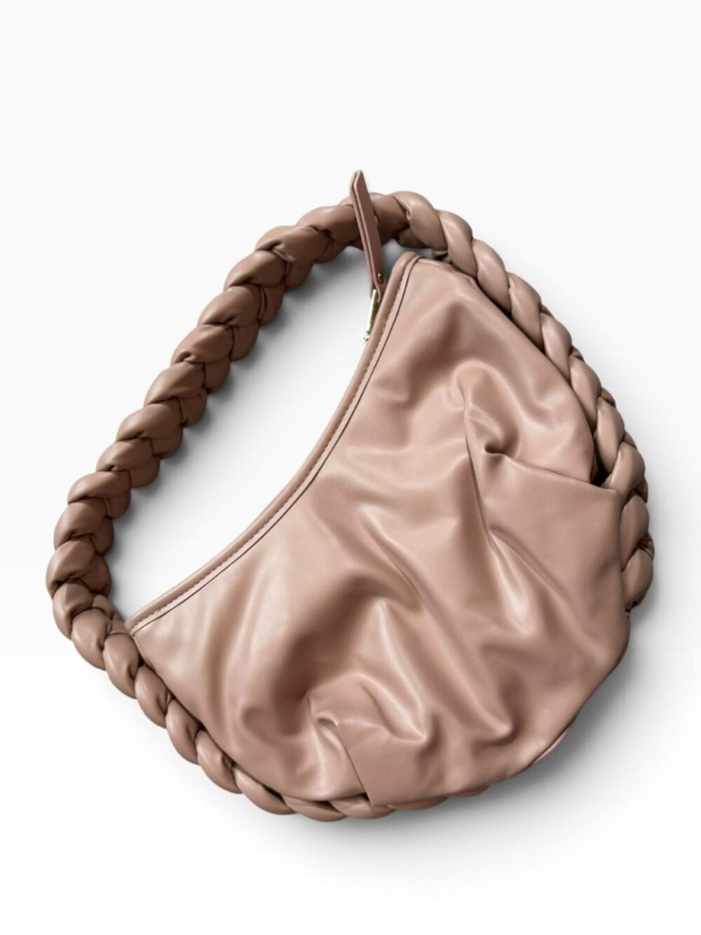 Madden NYC Beige Crossbody Bag Braided Handle Faux Leather Purse MNY-204 NWOT - Picture 7 of 10